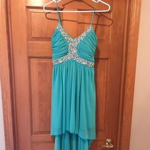High-low mint homecoming dress